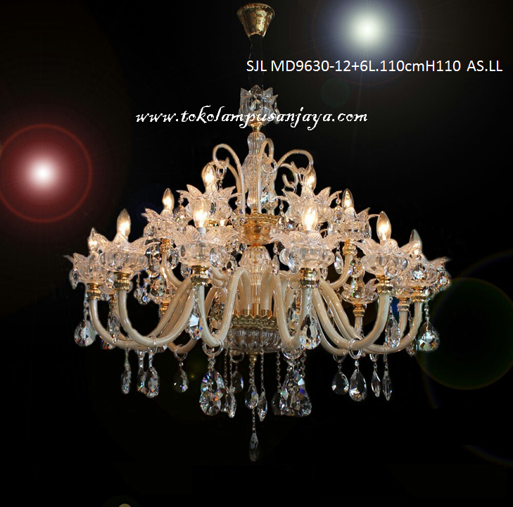 Lampu Gantung Crystal SJL MD9630-12+6L.110cmH110 AS.LL